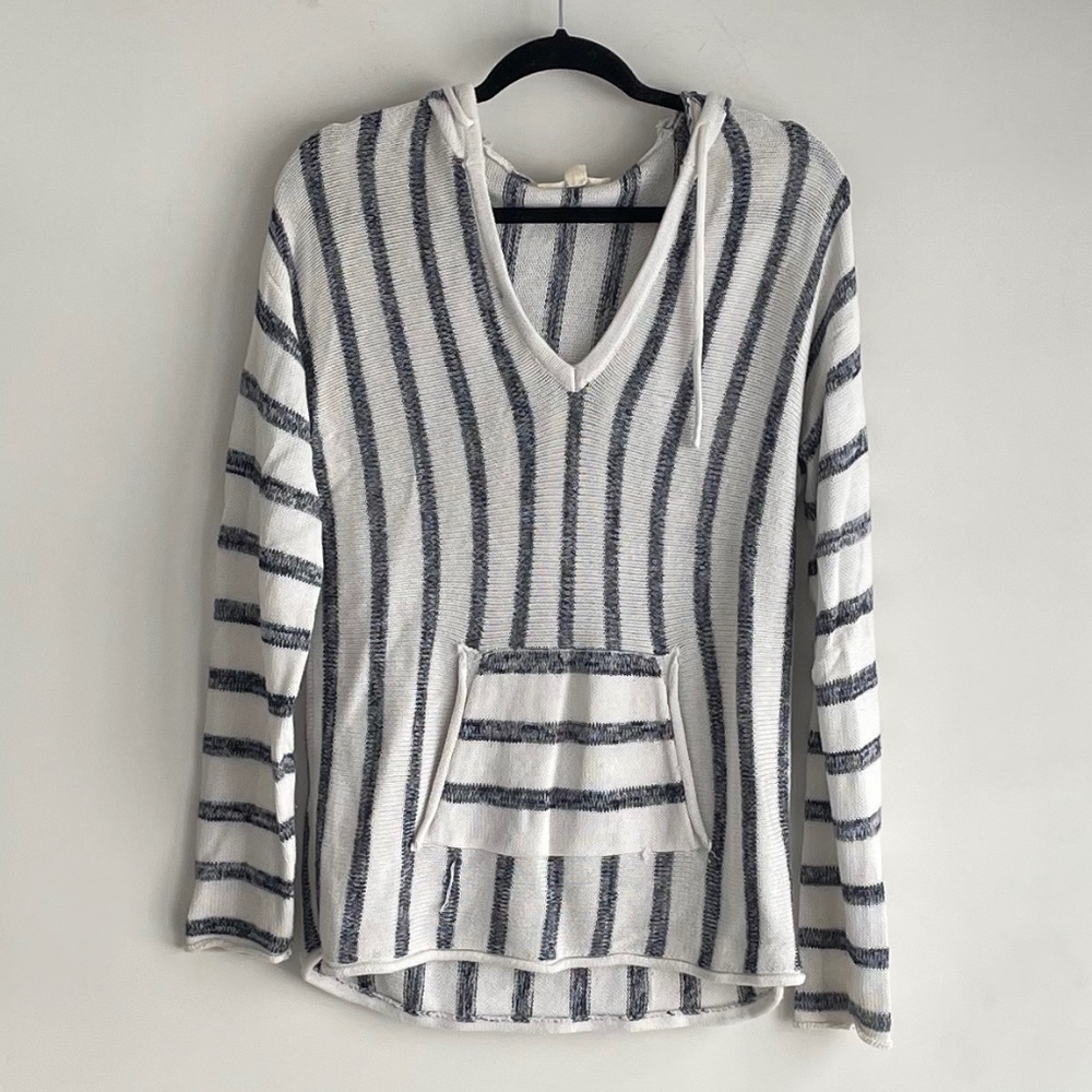 Lovestitch Striped Hoodie | Blue & White | M